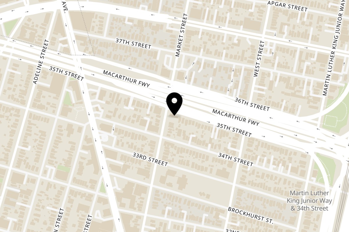 Map showing the location of JAVI’S COOKING "Empanadas Argentinas" on 3446 Market St in Oakland